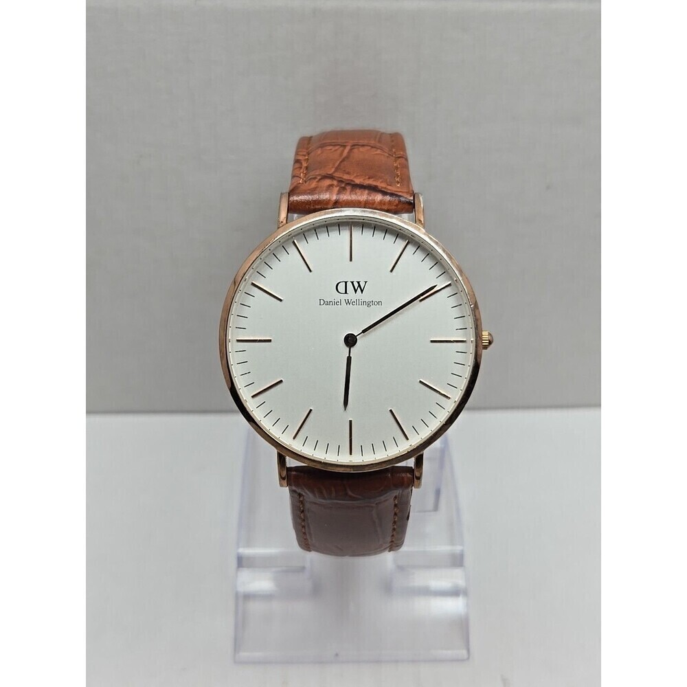 Daniel Wellington Classic 41mm Rose Gold Leather Quartz Watch New Battery Slim